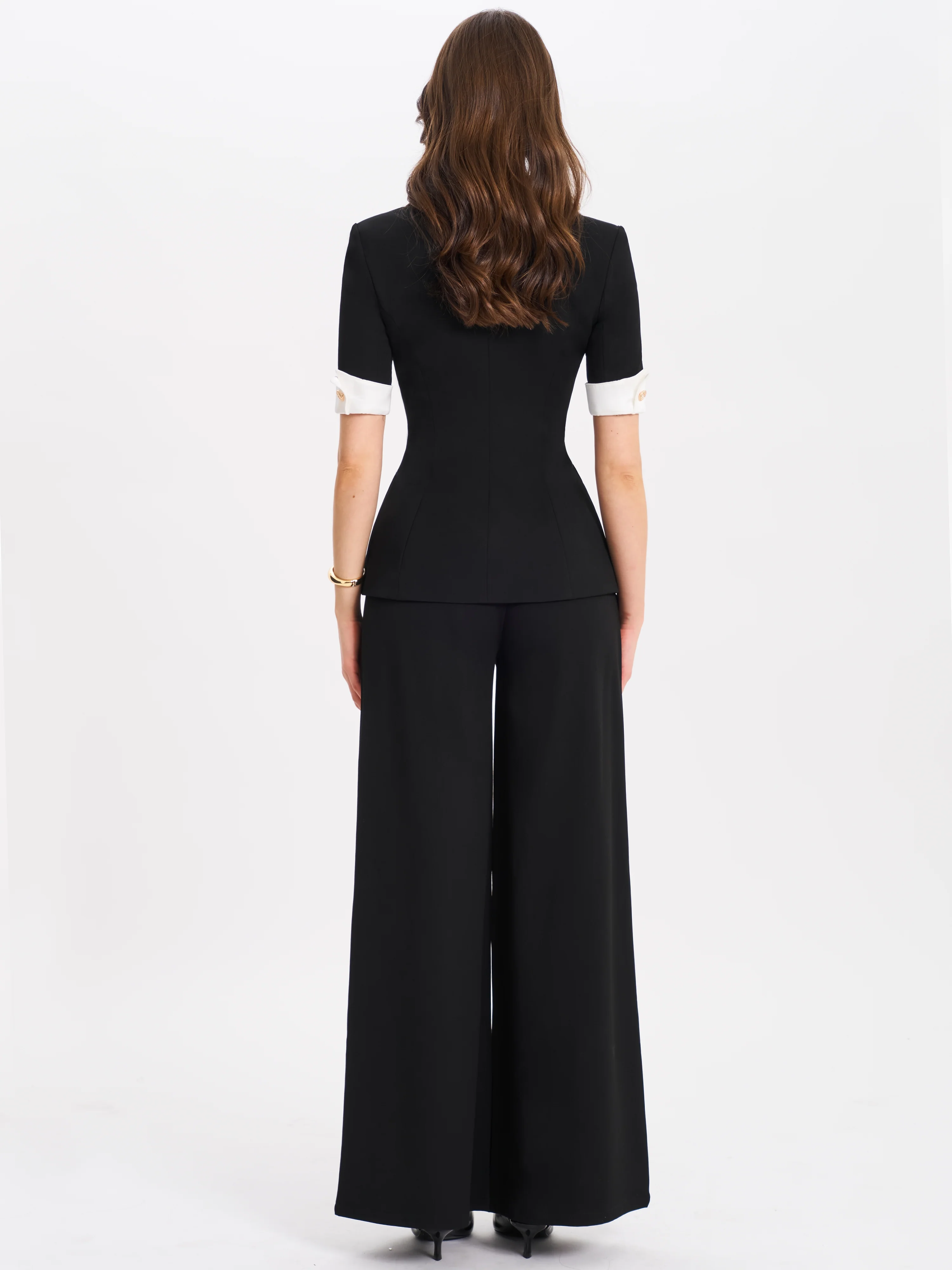 Aleeza Black Wide Leg Suit Pants - Image 7