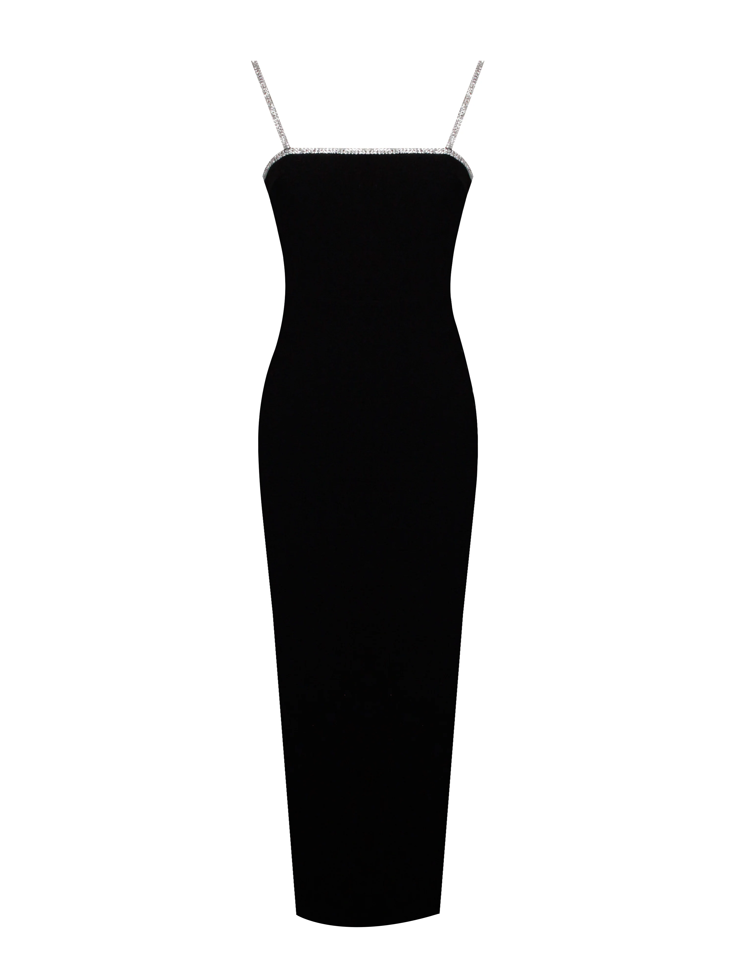 Flore Black Crystal Straps Backless Gown With Bow - Image 9
