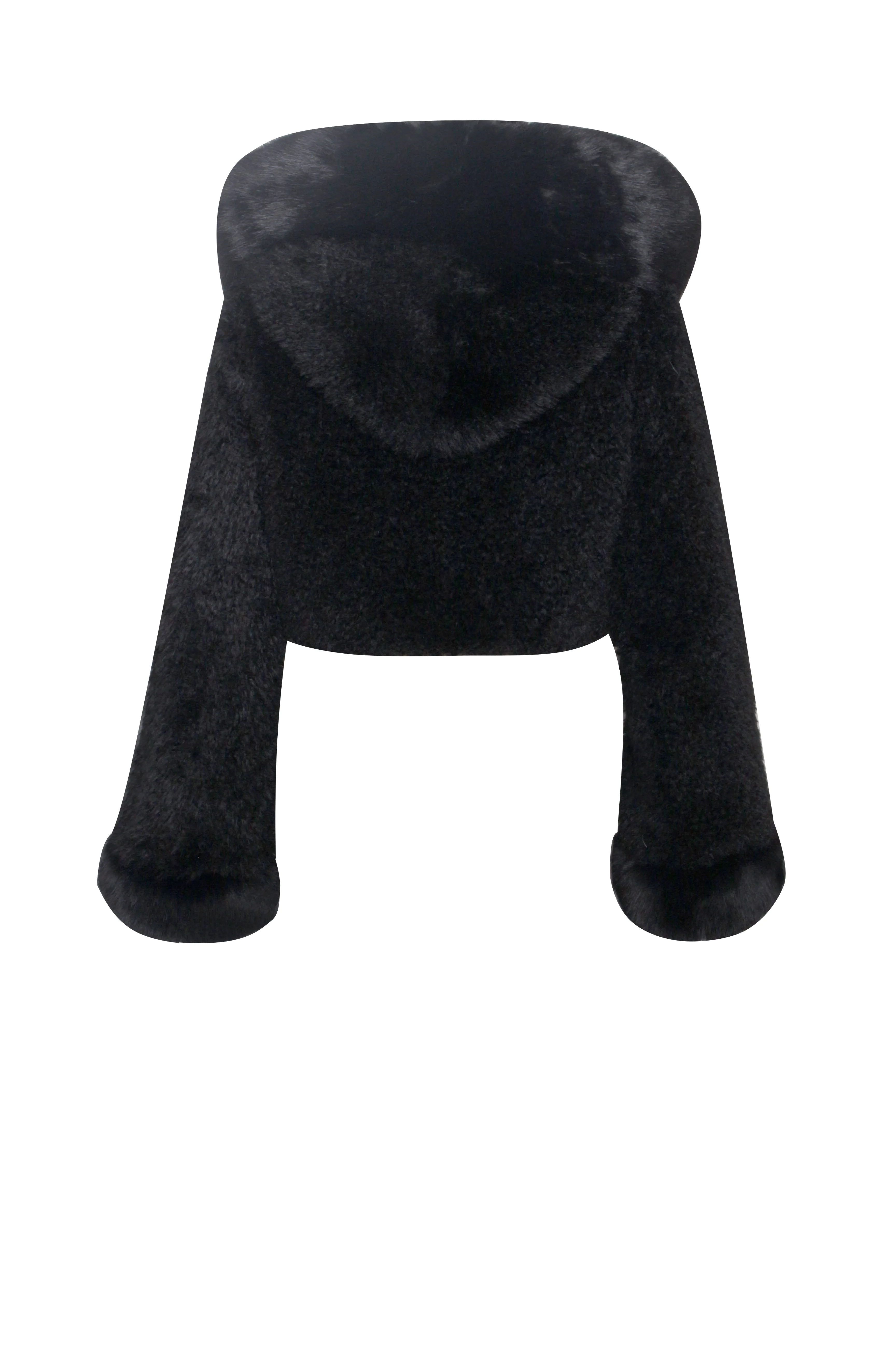 Kali Black Cropped Vegan Fur Jacket With Hood - Image 15