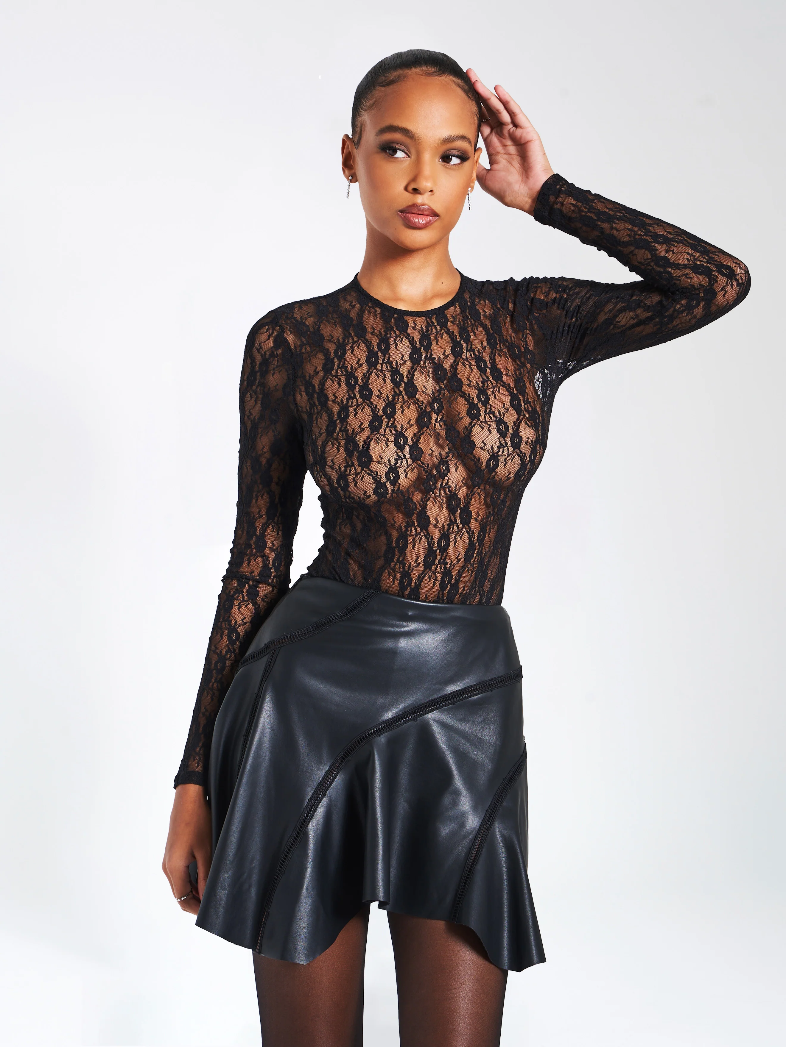 Mariah Black Vegan Leather Mini Skirt - Image 4