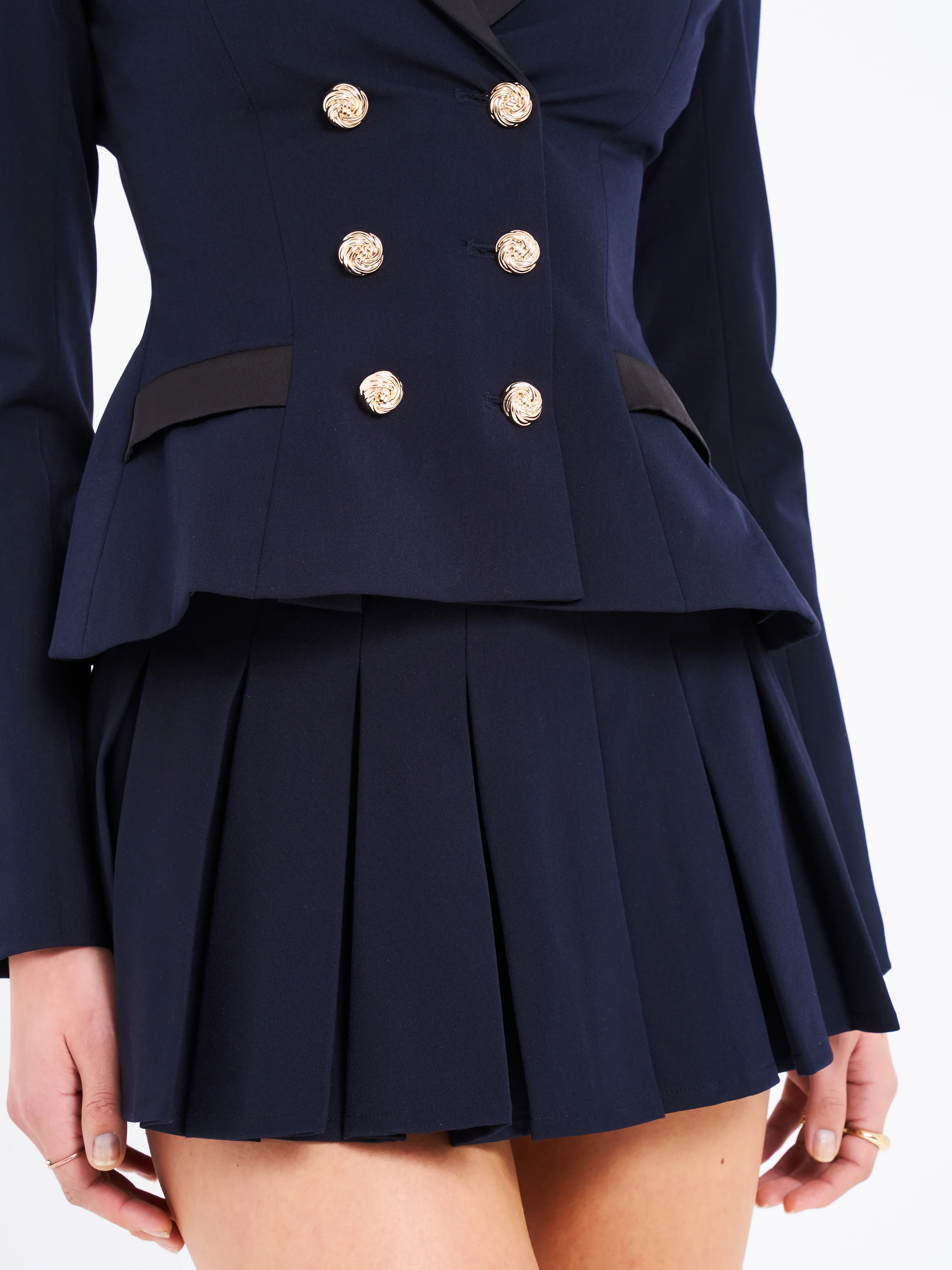 Nasya Navy Blue Pleated Mini Skort - Image 5
