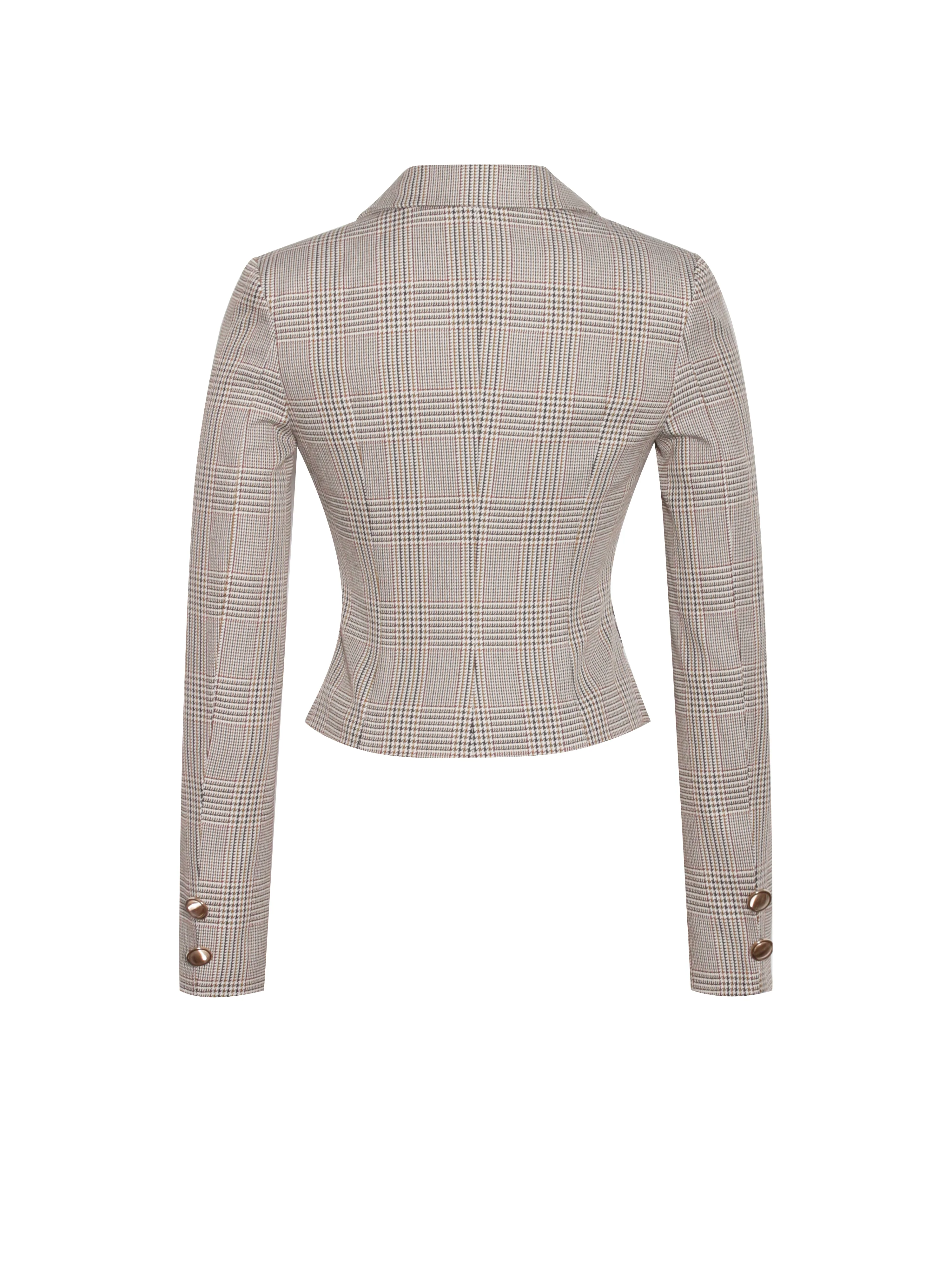 Oakley Brown Plaid Preppy Style Blazer Jacket - Image 14