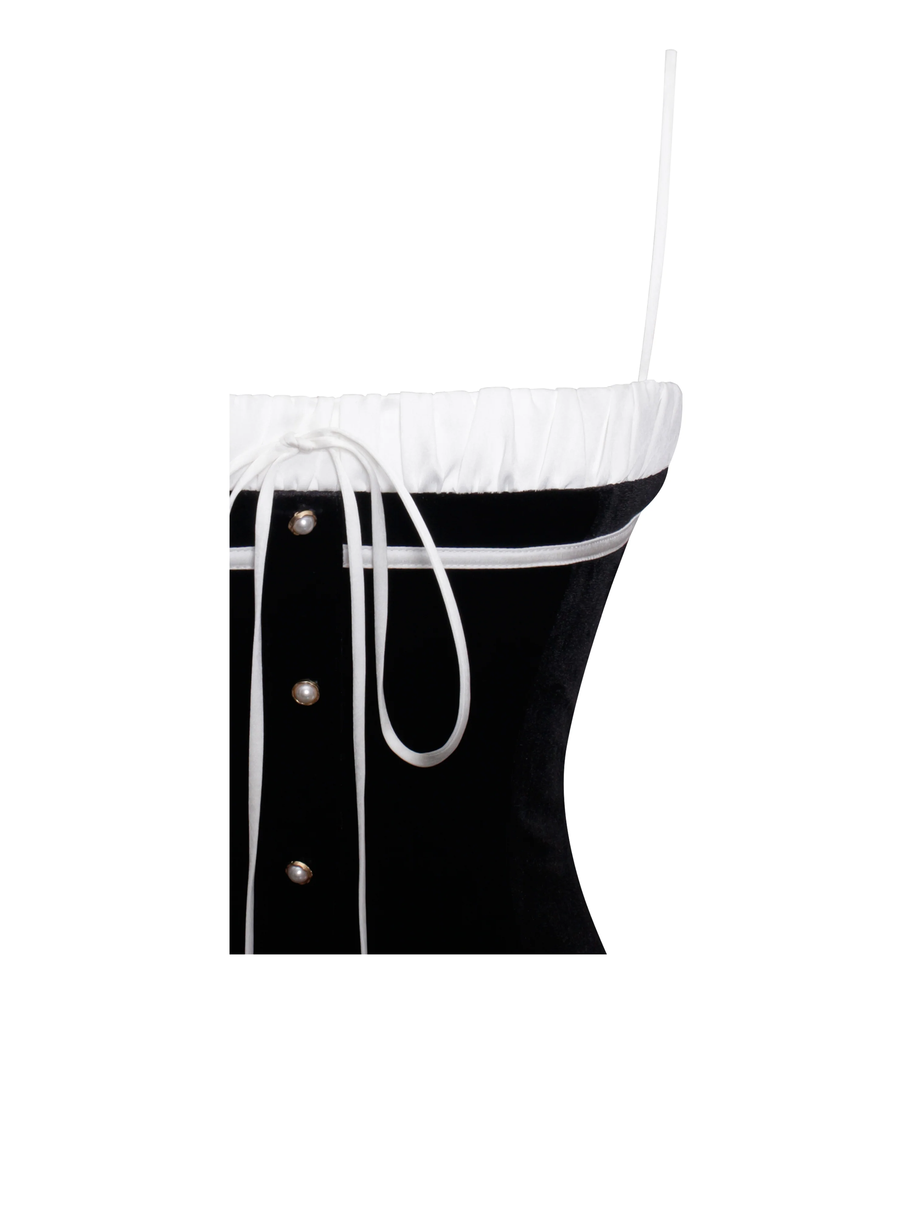 Olya Black and White Velvet A-Line Corset Mini Dress - Image 12