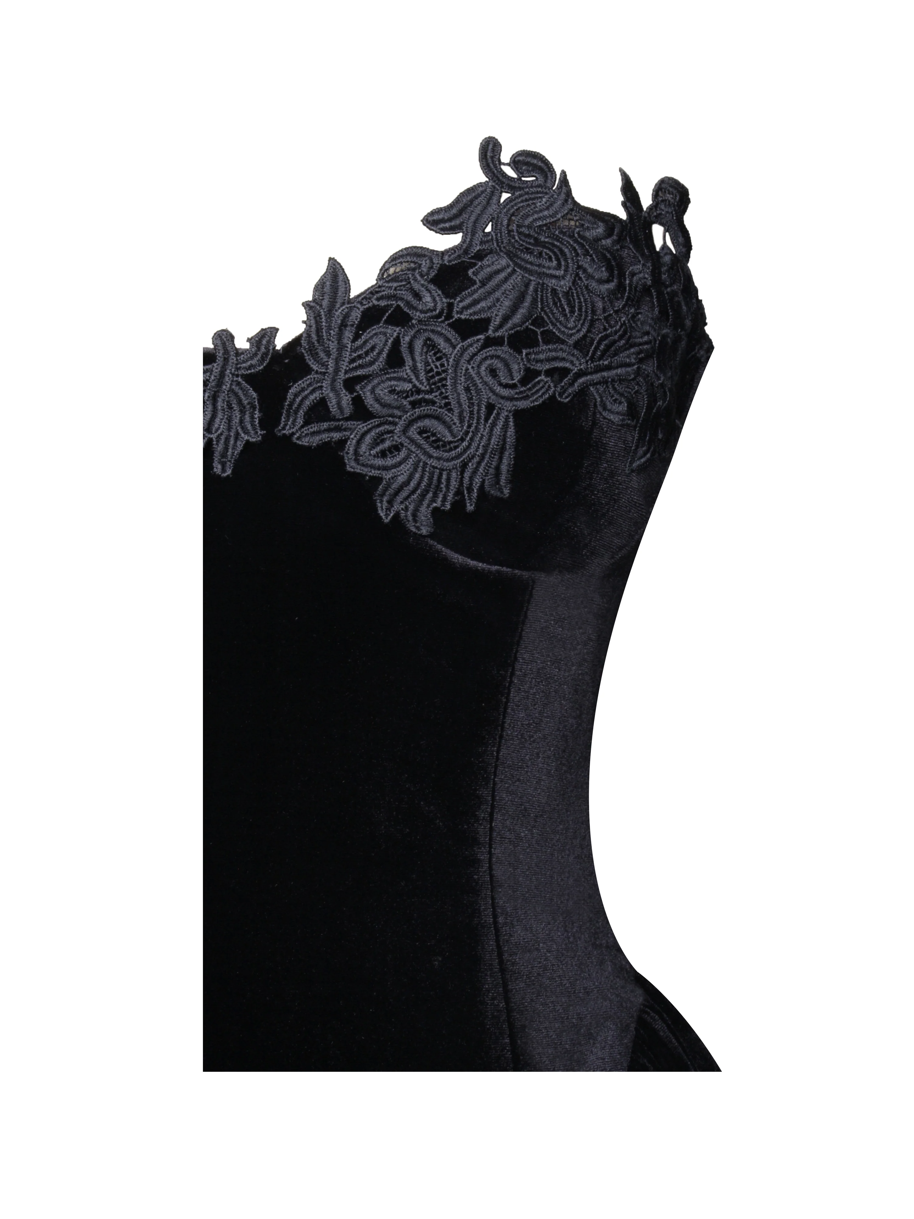 Qiara Black Velvet Peplum Top with Lace Trim - Image 16
