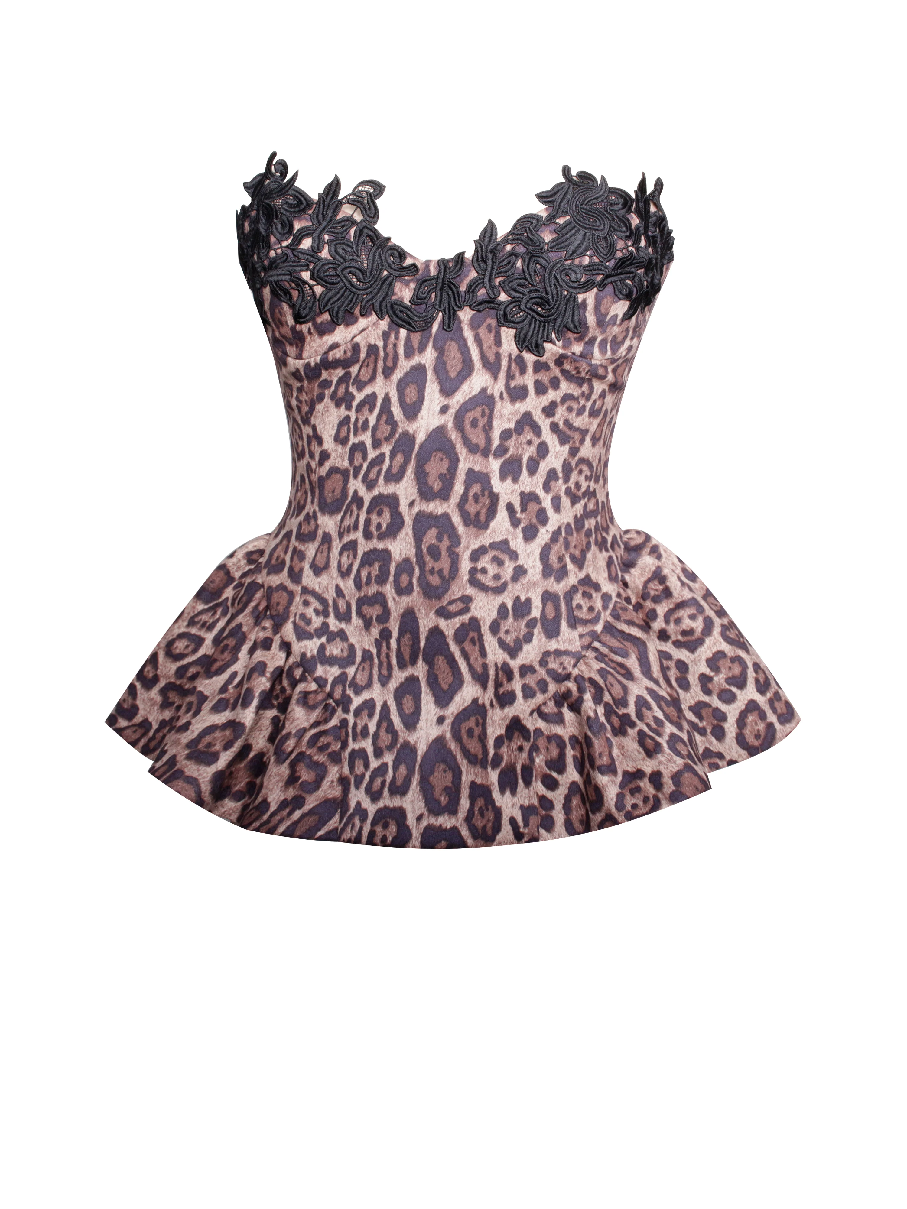 Qiara Cheetah Print Peplum Top with Lace Trim - Image 11