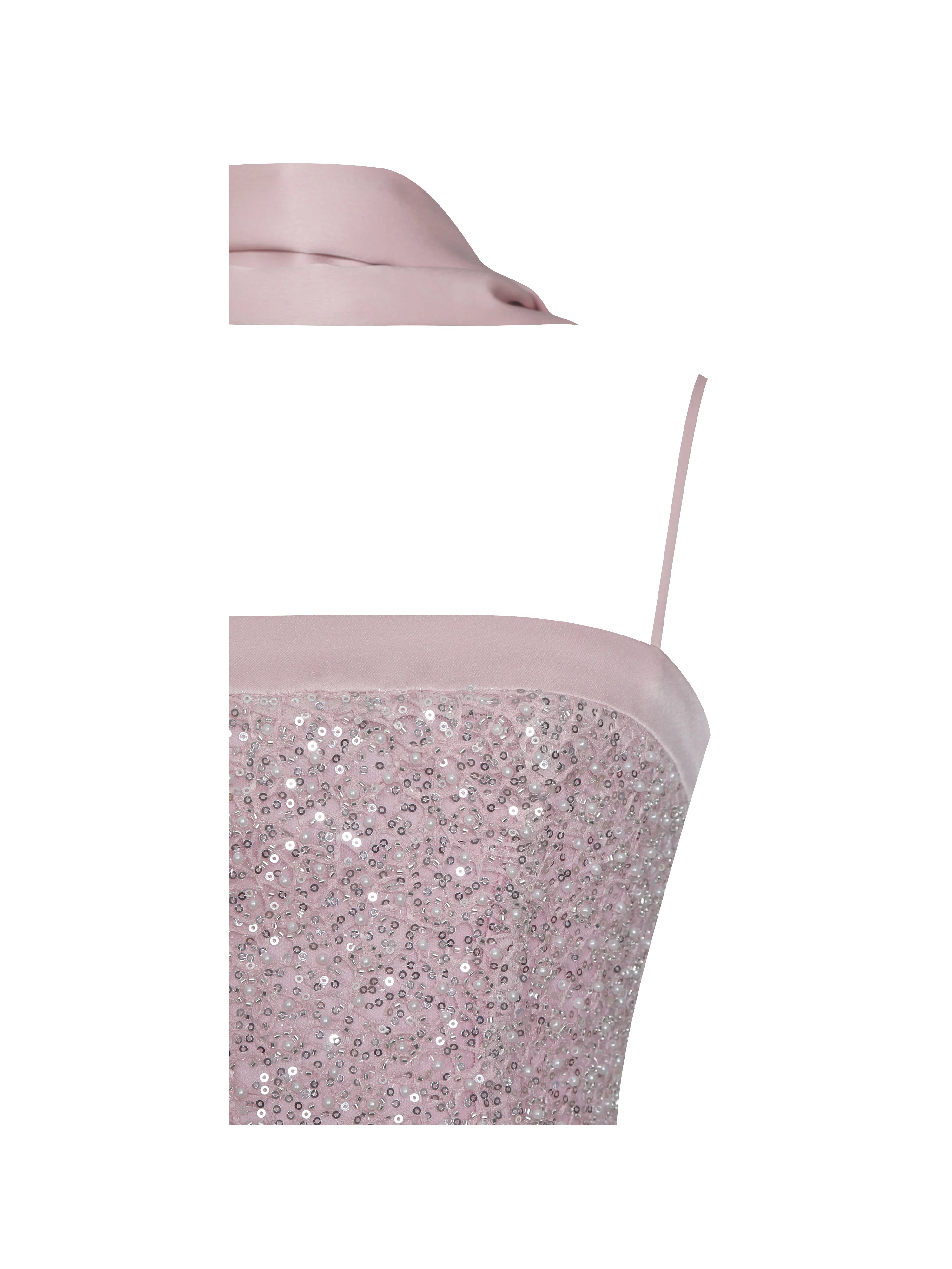 Raizel Pink Beaded Sequin Bodycon Gown with Scarf - Image 12