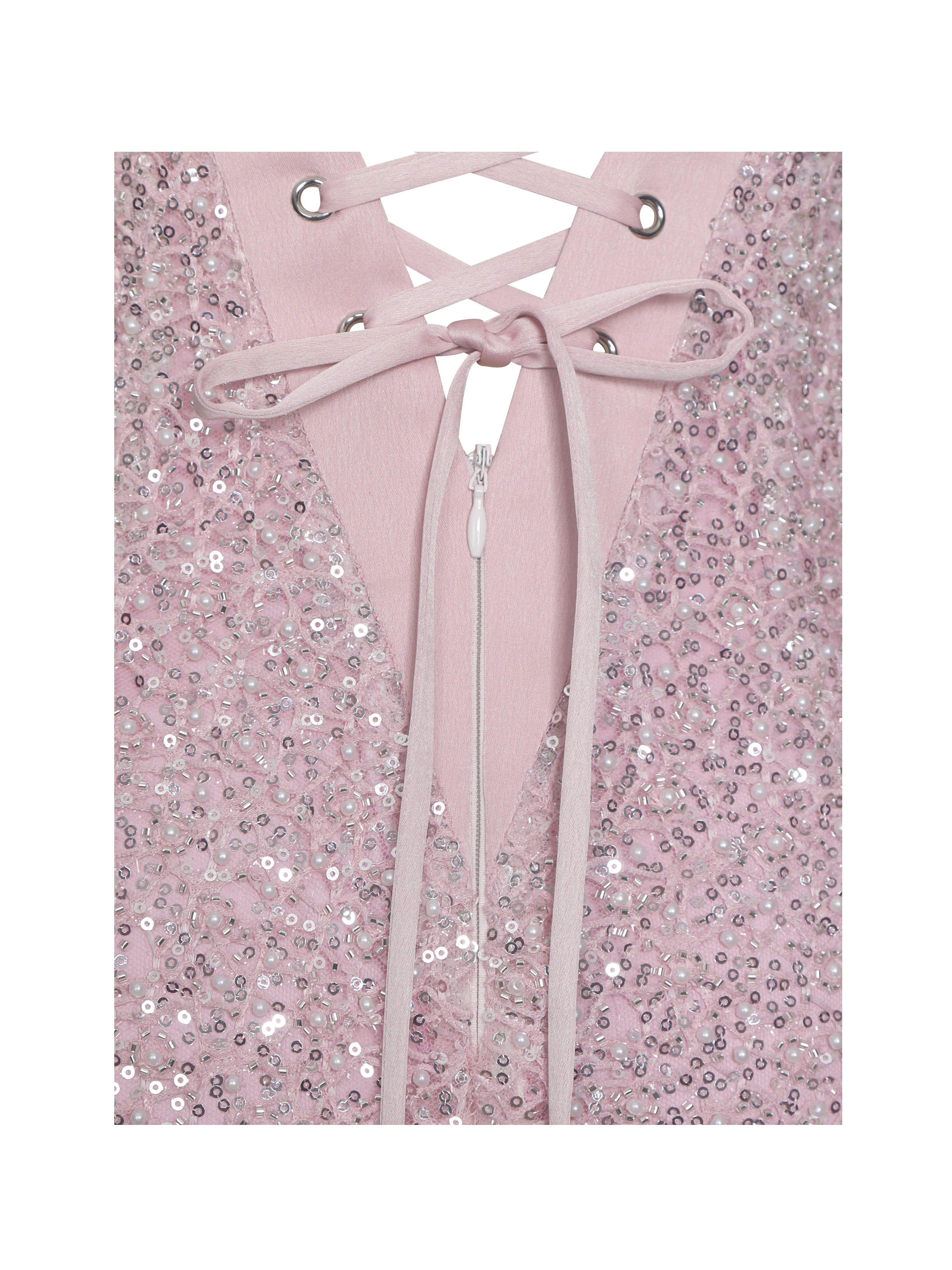 Raizel Pink Beaded Sequin Bodycon Gown with Scarf - Image 13