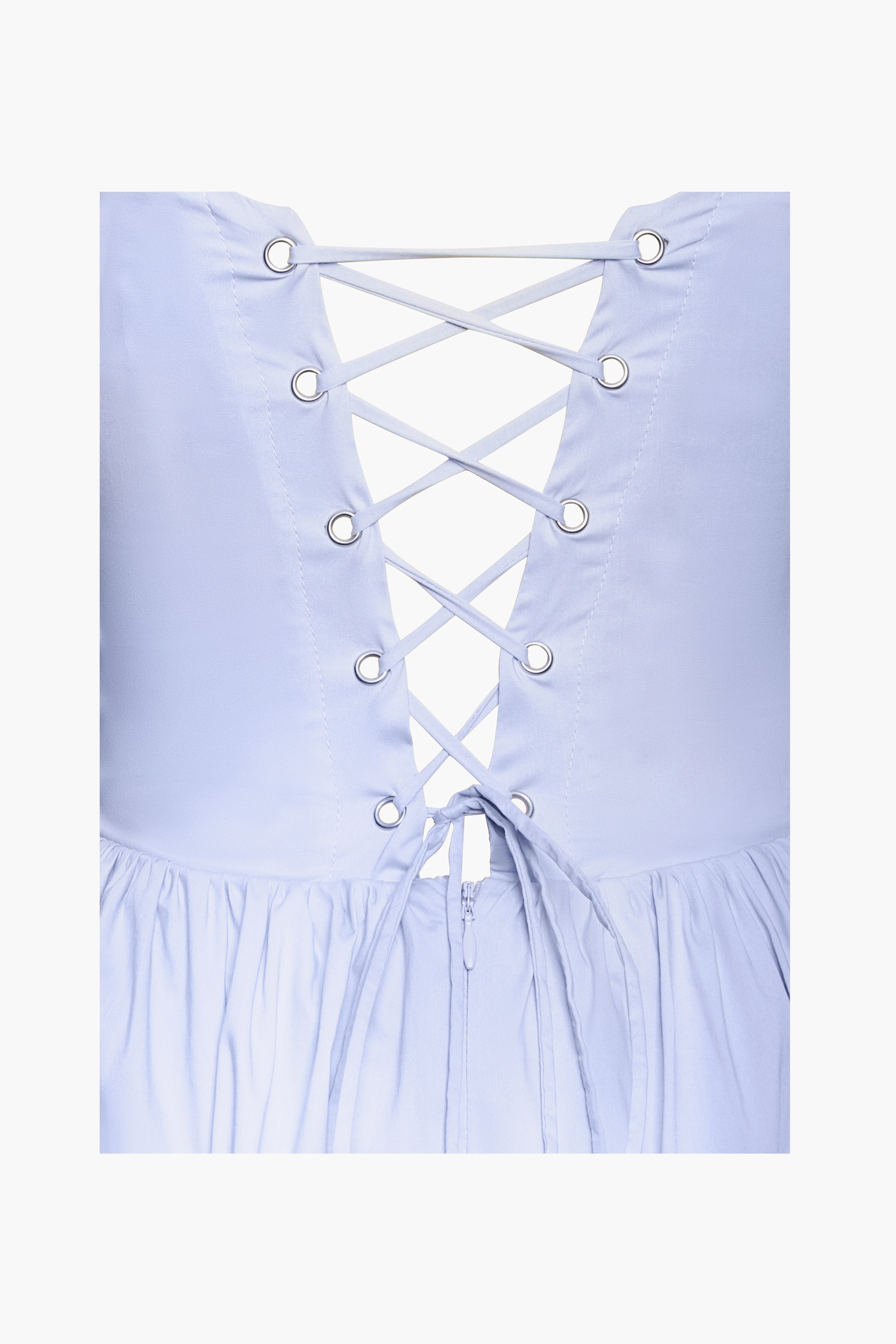 Reina Blue Drop Waist Corset Midi Dress - Image 16