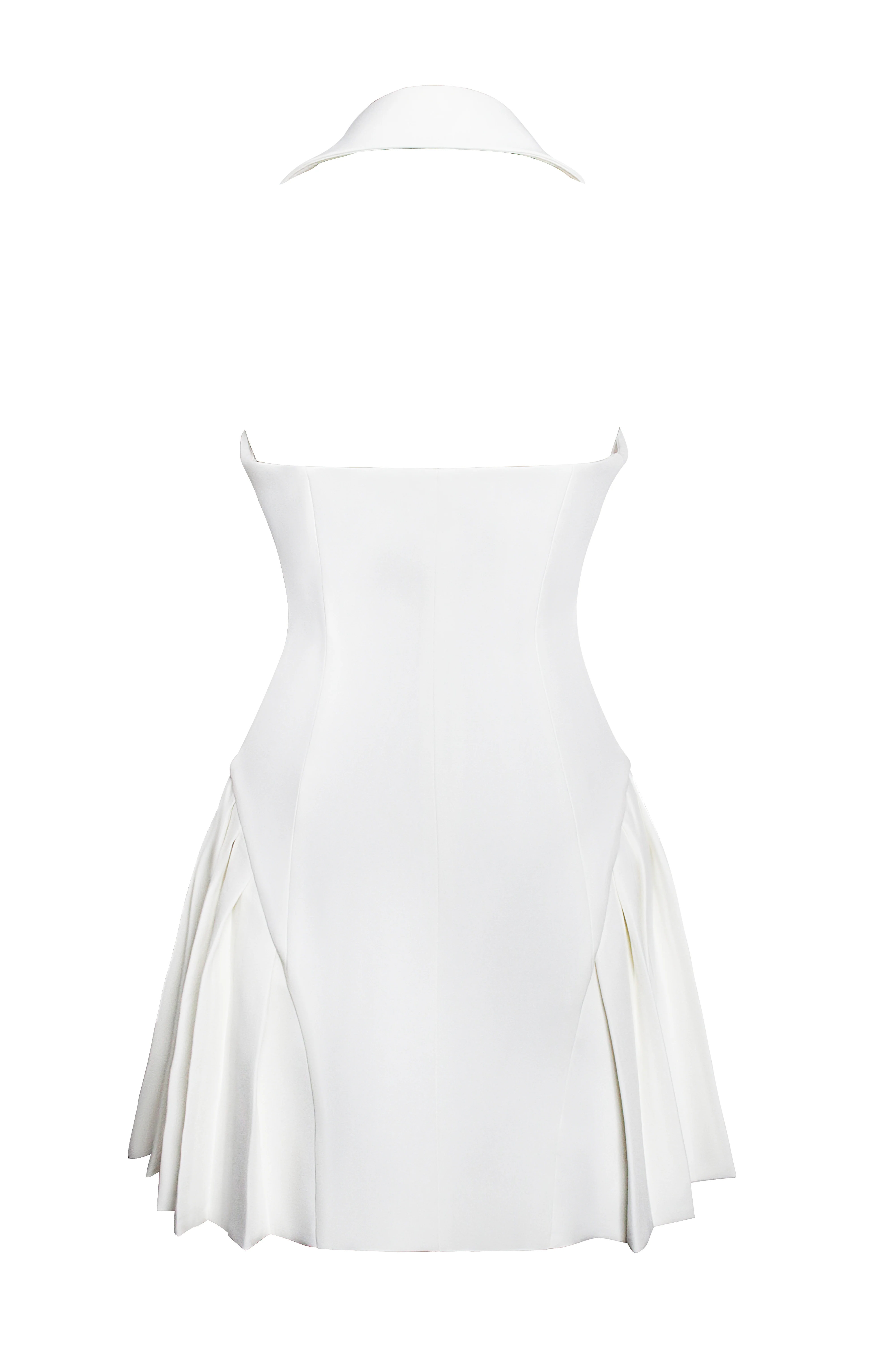 Reyna Beige Backless Pleated Mini Blazer Dress - Image 31