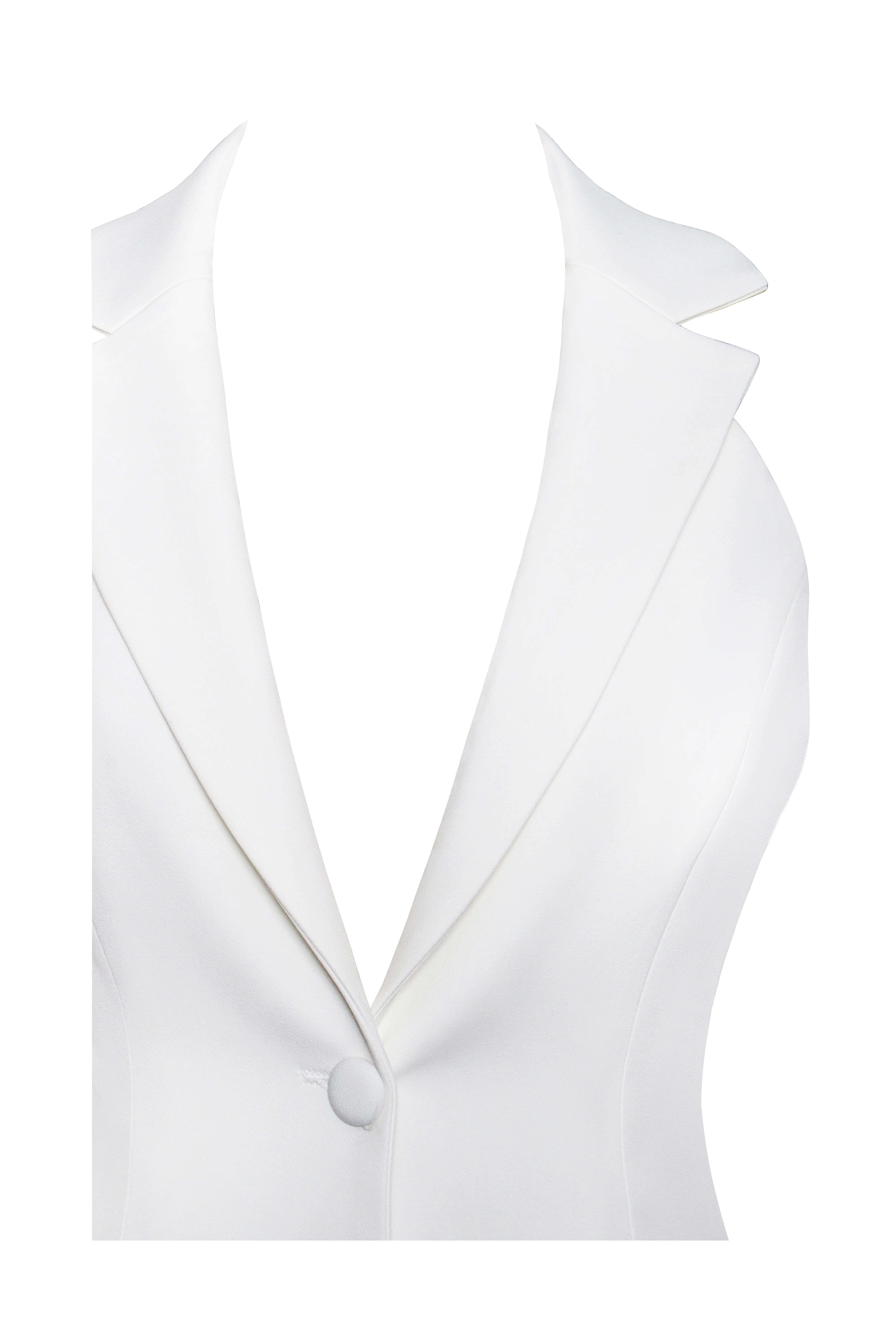 Reyna Beige Backless Pleated Mini Blazer Dress - Image 32