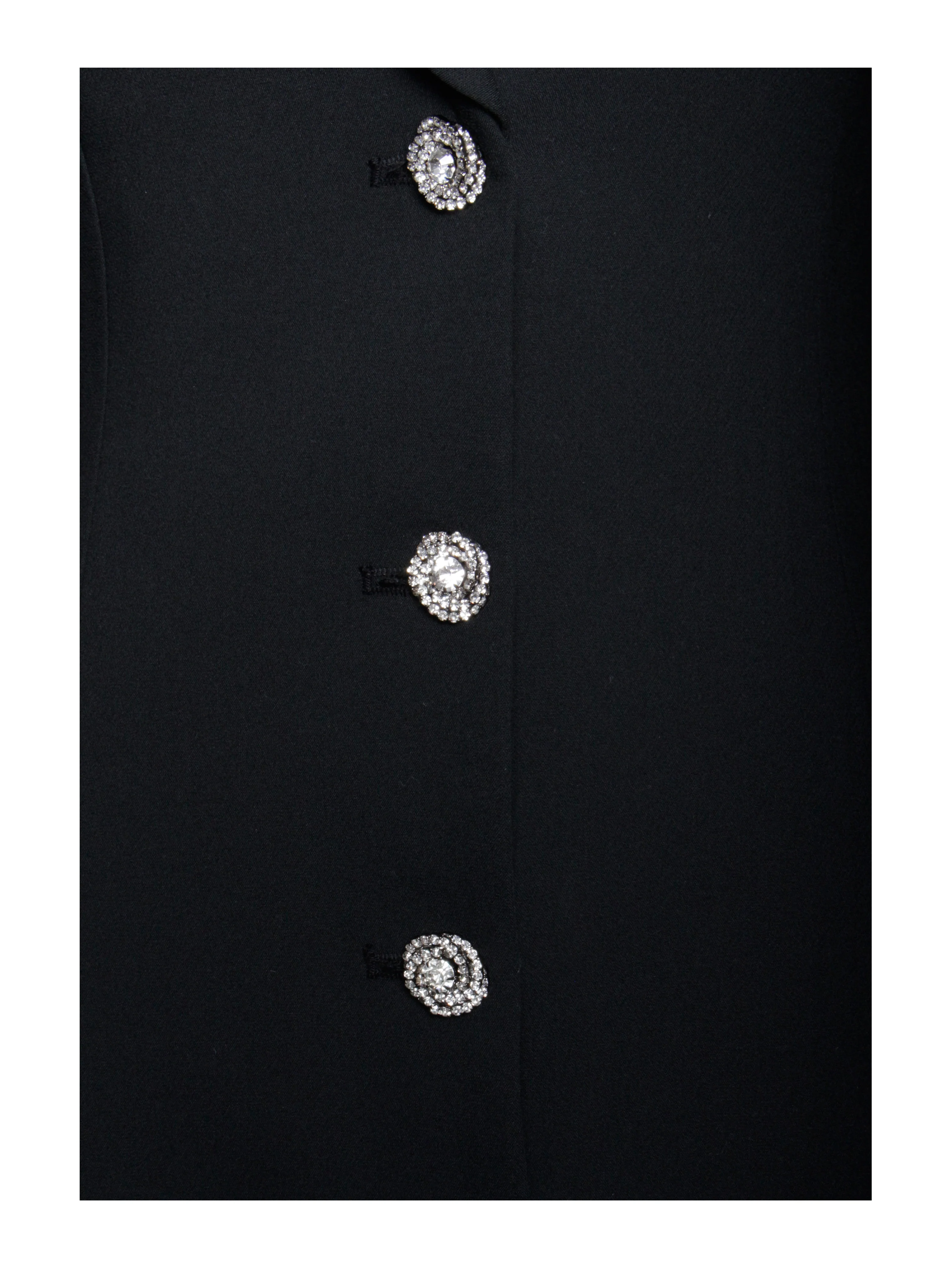Ria Black Blazer Mini Dress with Crystal Button and Pleated Detail - Image 18