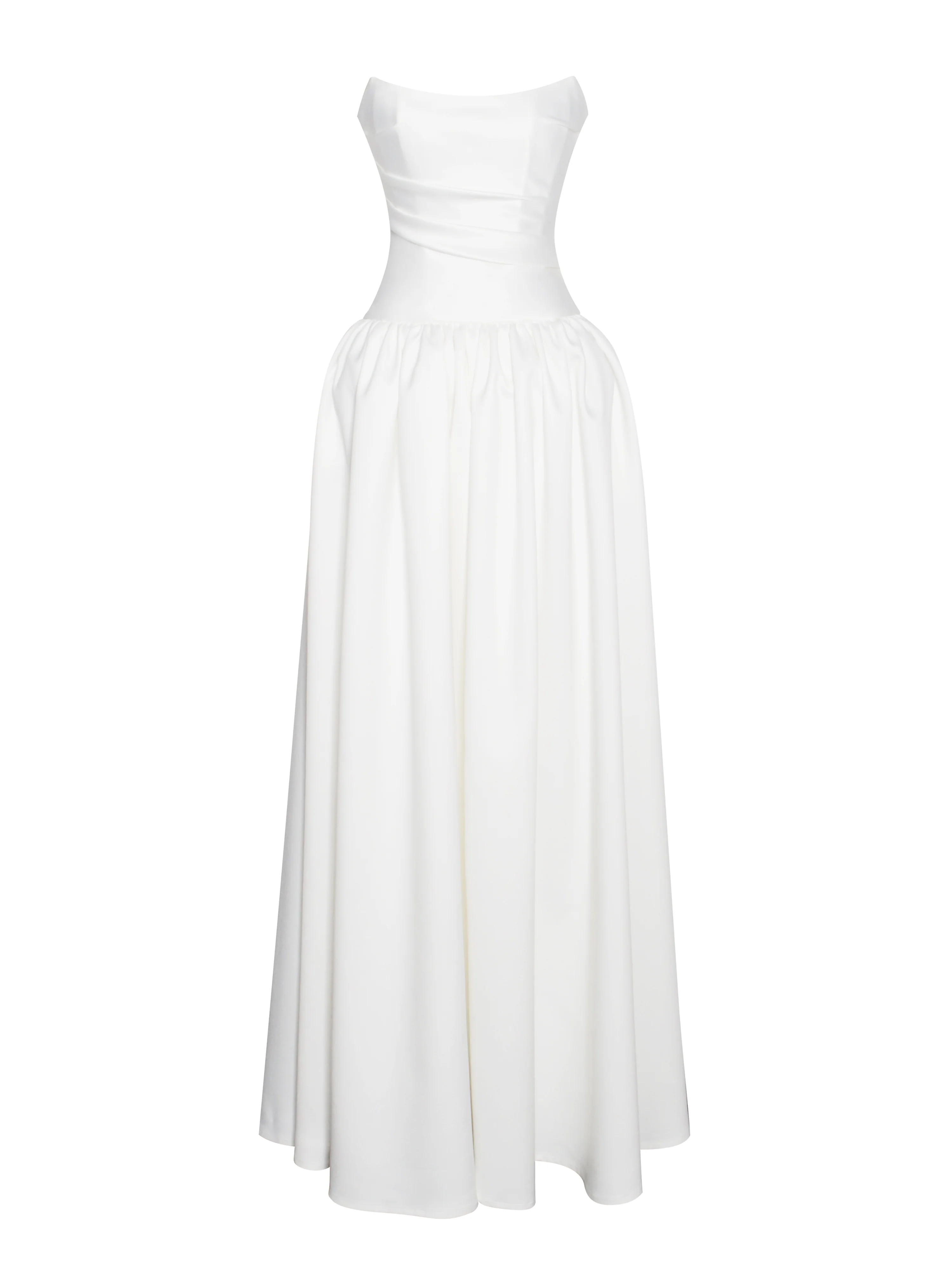 Umay White Drop Waist Satin Corset Bridal Gown - Image 19