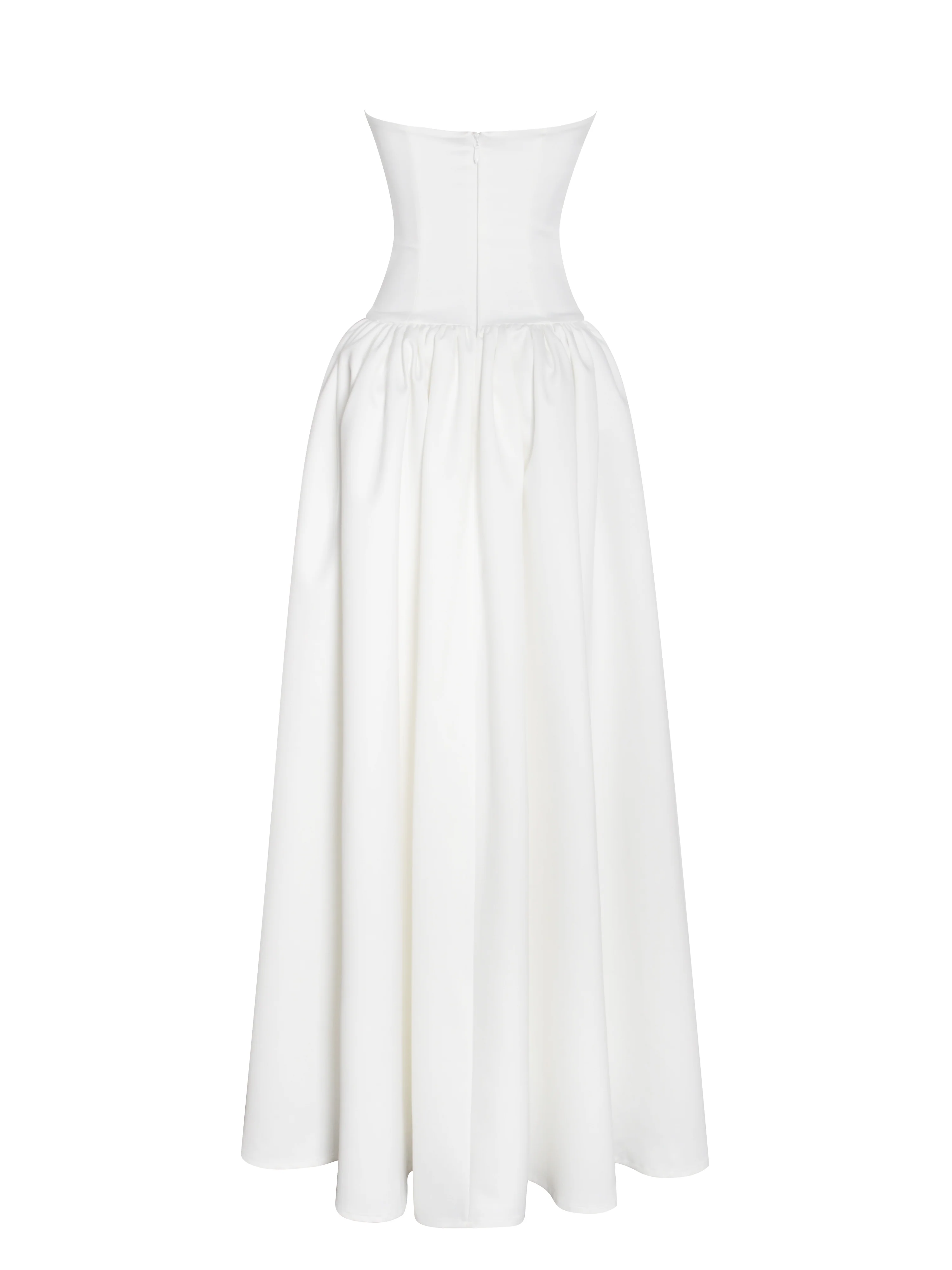 Umay White Drop Waist Satin Corset Bridal Gown - Image 21
