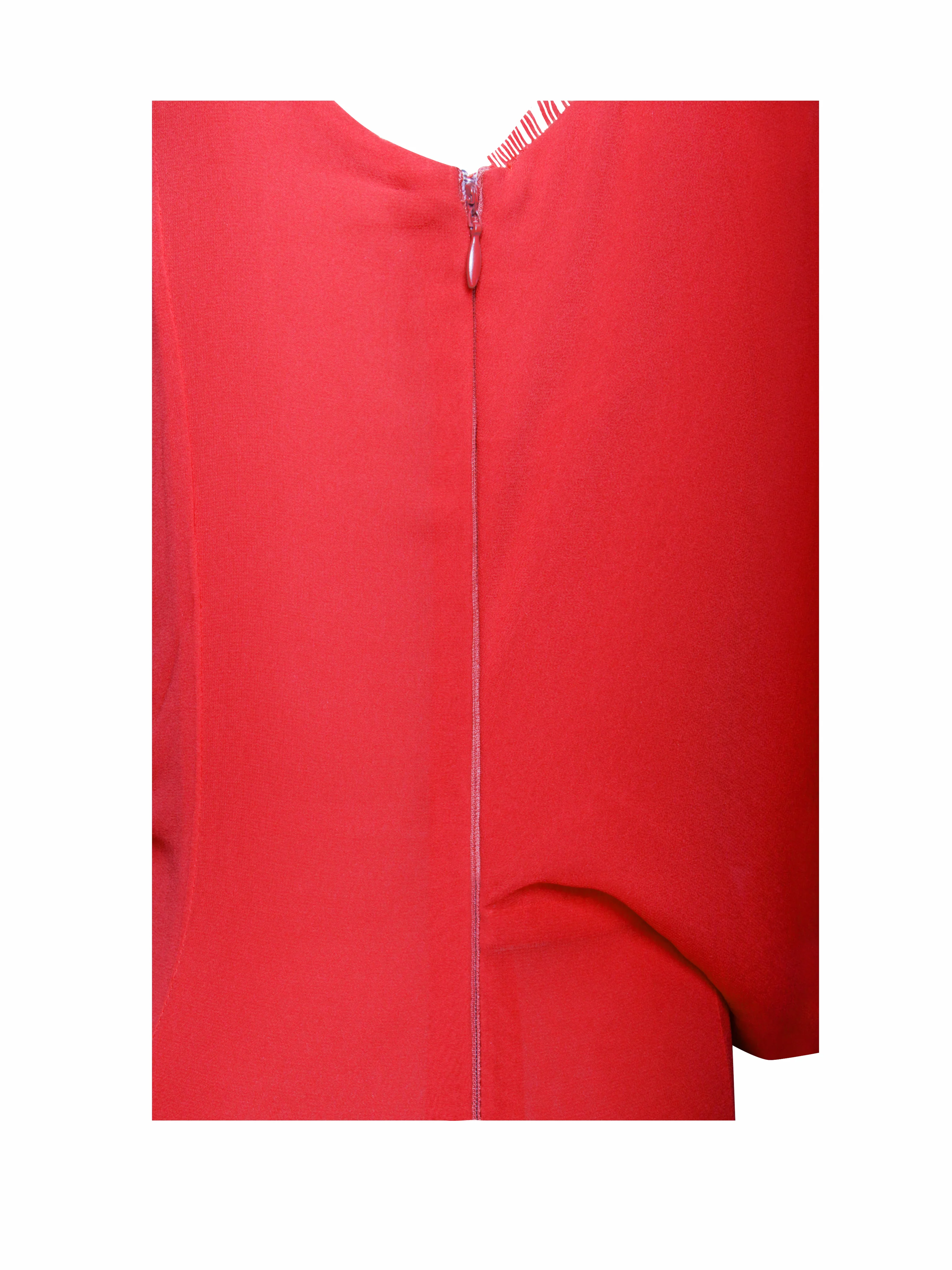 Ulanda Red Chiffon Lace Backless Maxi Train Dress - Image 11