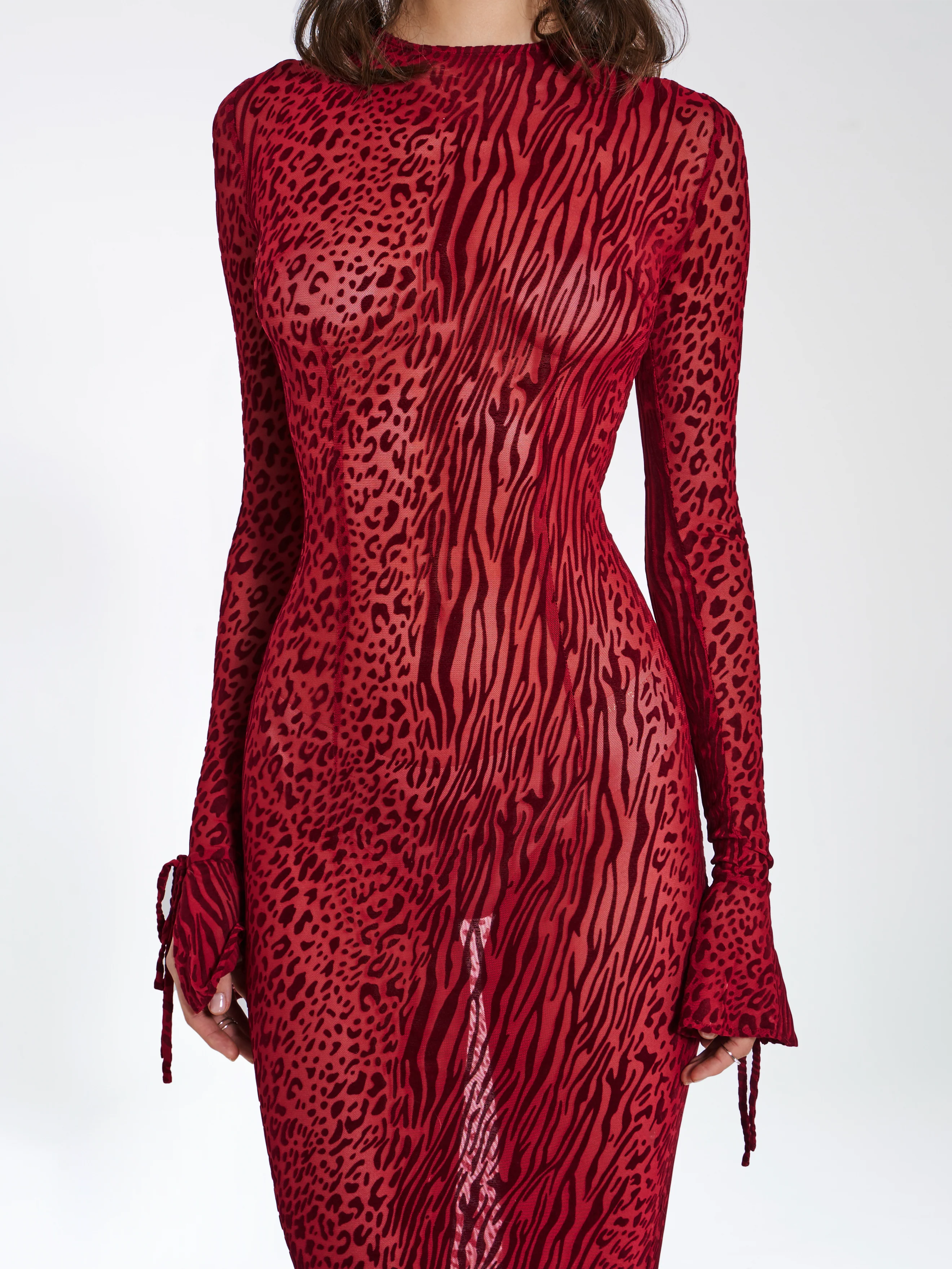 Waylynn Burnout Velvet Detail Mesh Backless Maxi Dress - Image 10