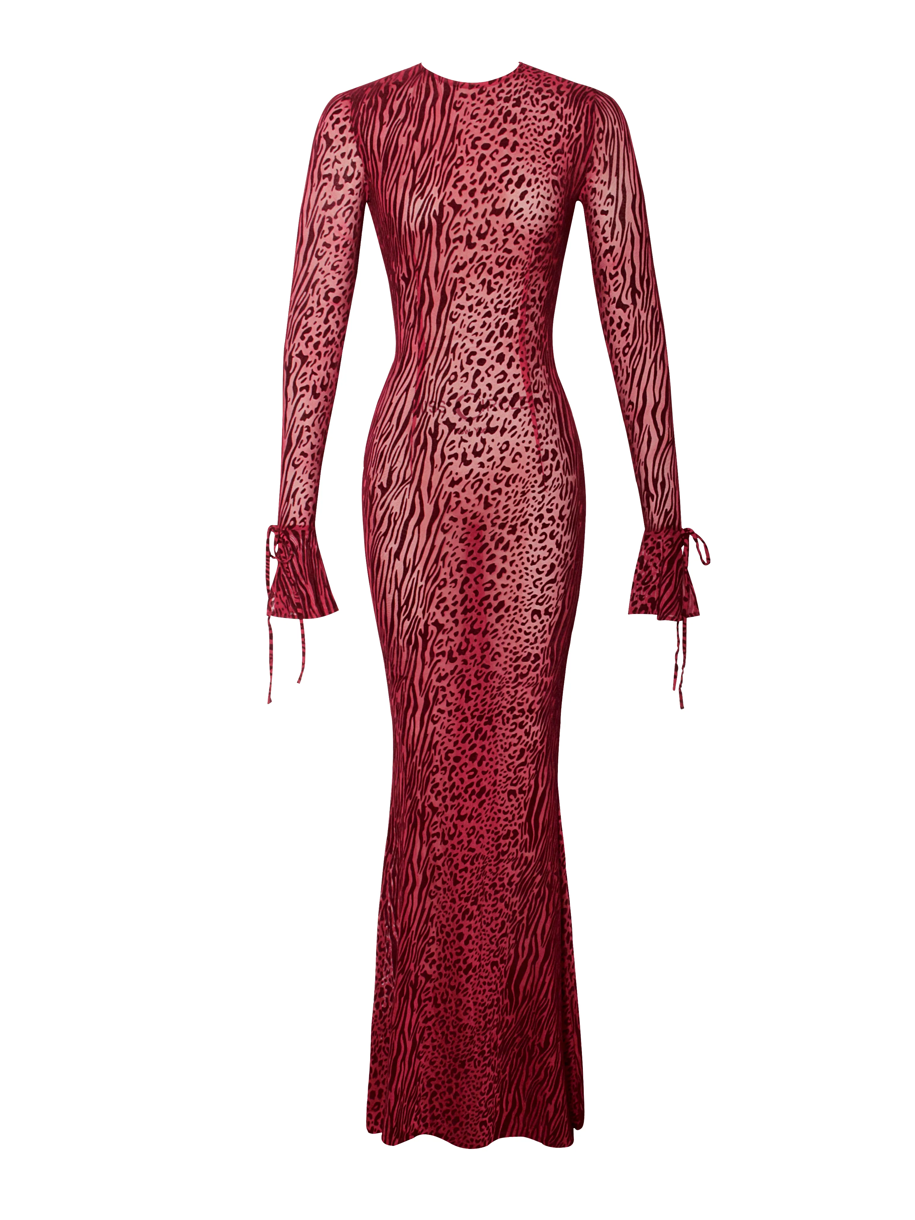 Waylynn Burnout Velvet Detail Mesh Backless Maxi Dress - Image 16