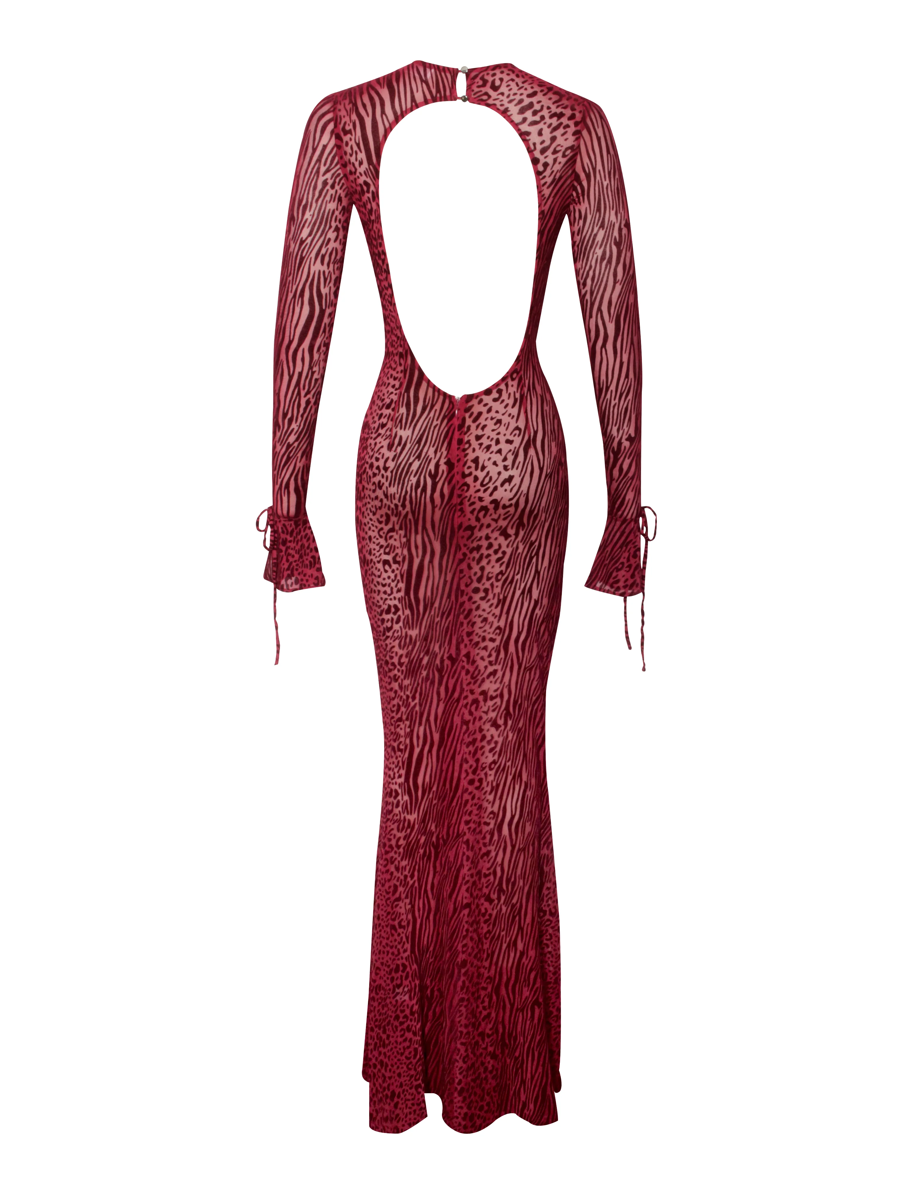 Waylynn Burnout Velvet Detail Mesh Backless Maxi Dress - Image 18