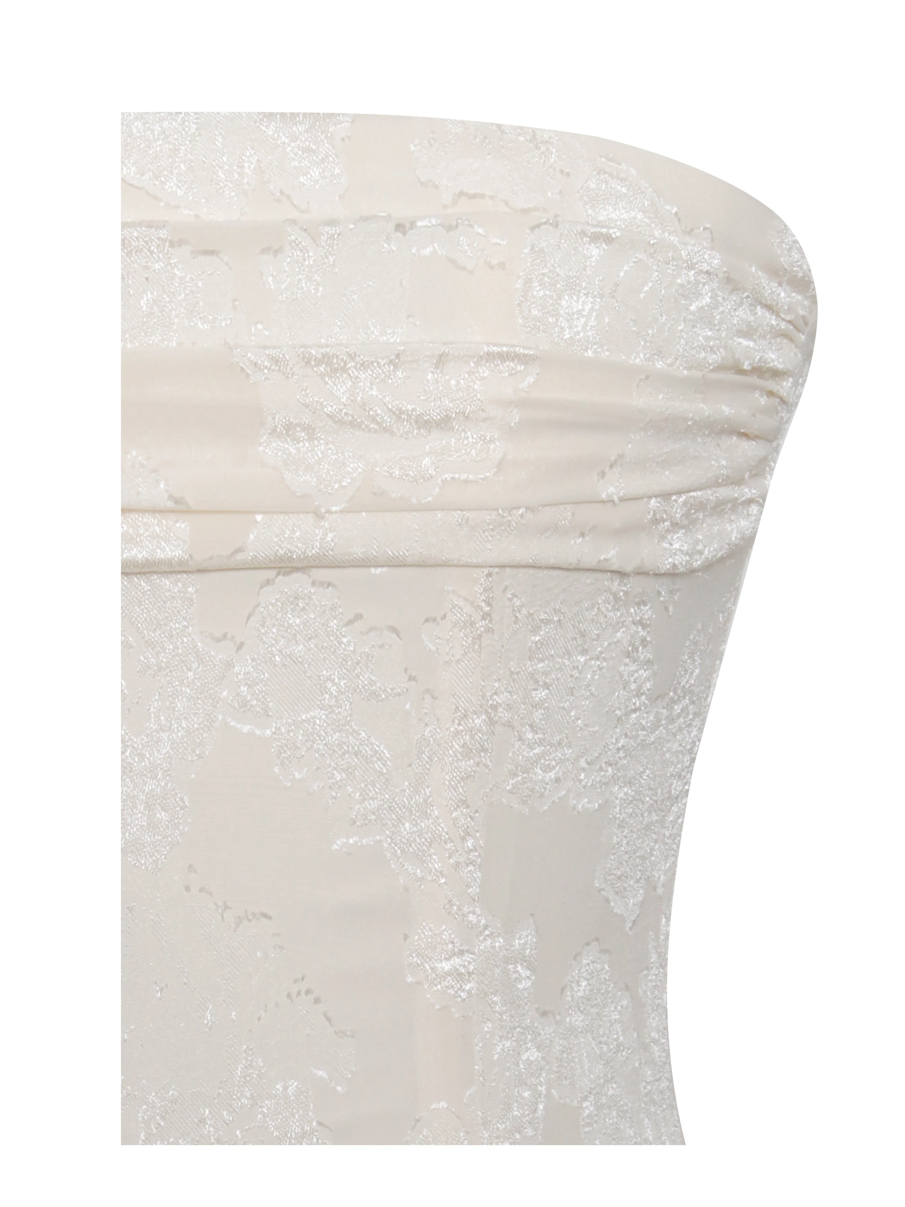 Xatia Off White Jacquard Textured High Slit Maxi Dress - Image 13